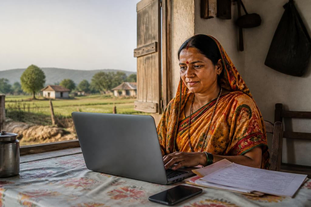 Women Farmers Certificate Maharashtra application being completed online by a woman farmer