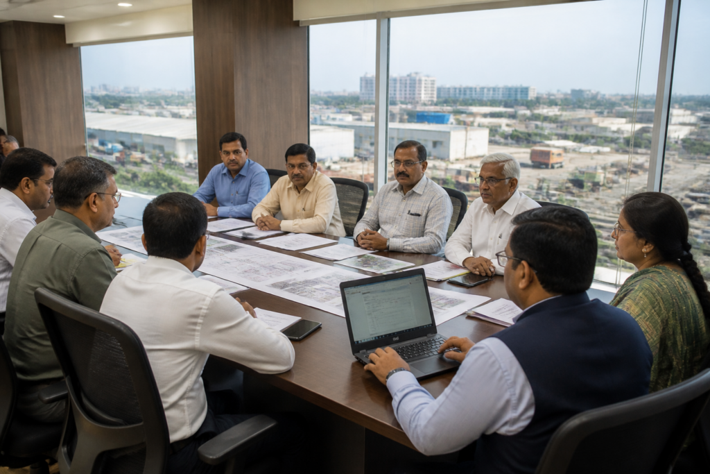 PMRDA industrial approvals meeting with officials and Pune region industry representatives