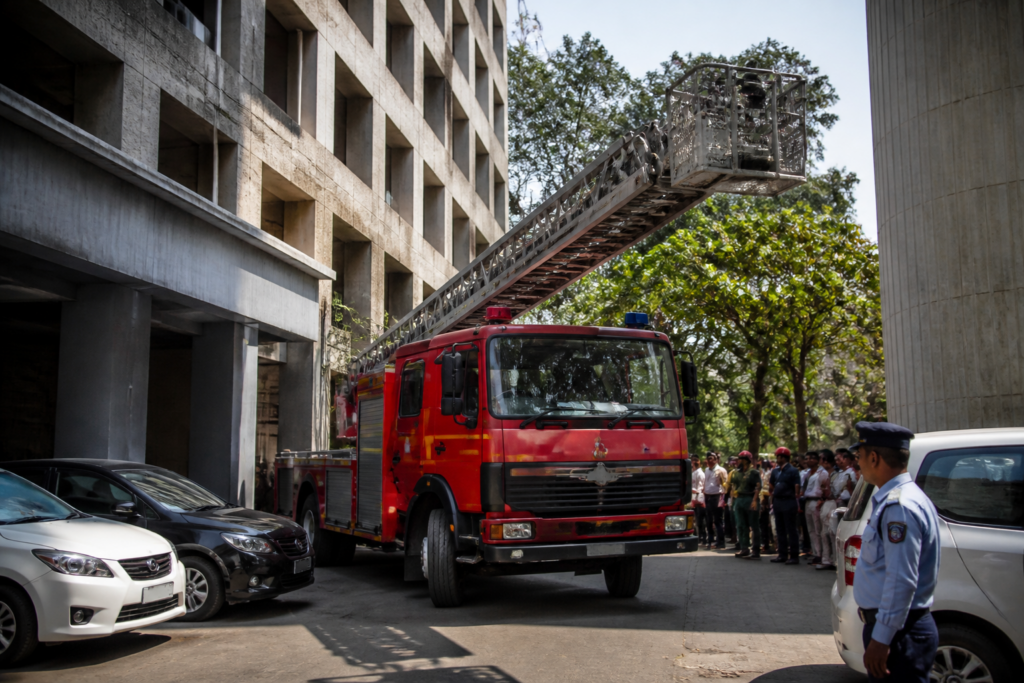 Pune Municipal Corporation mock drill testing emergency access at the civic headquarters