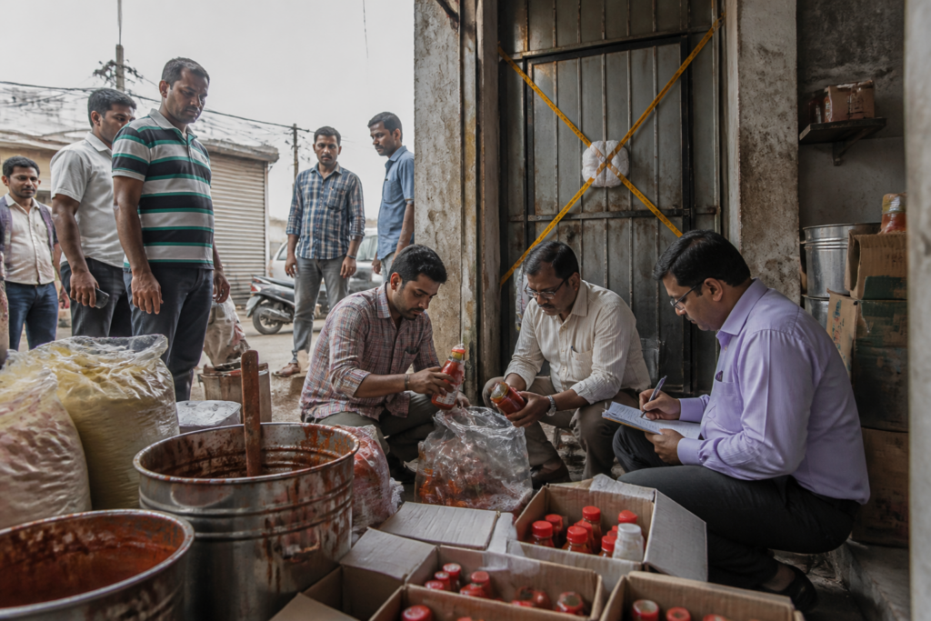 Ahmedabad fake tomato sauce unit sealed after an AMC raid and stock seizure