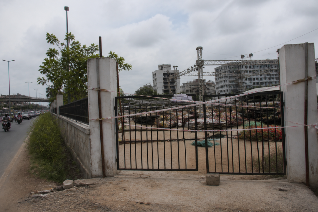 Ahmedabad garba plot sealed by the municipal corporation on Jagatpur-Gota Road