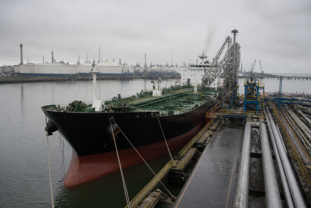 Russian diesel exports loaded onto a tanker at a Baltic port