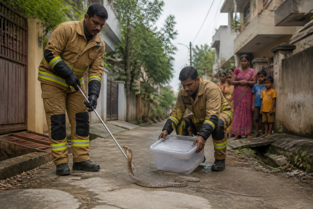 Tamil Nadu animal rescues by firefighters near a Chennai suburban home