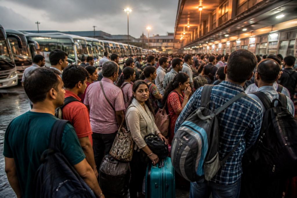 Kolkata to North Bengal travel fares rise as travellers queue at a busy festive transport terminal