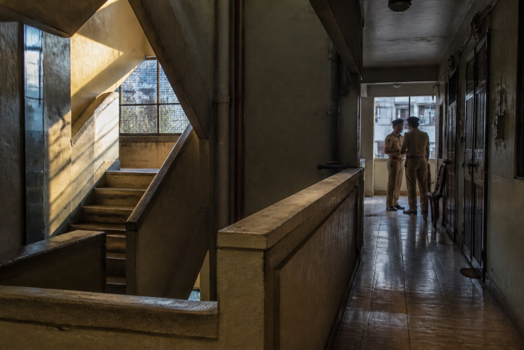 Goregaon housing society stairwell linked to a police investigation into a toddler death