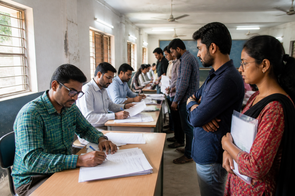 Graduate voter enrolment assistance at an electoral registration camp in Telangana