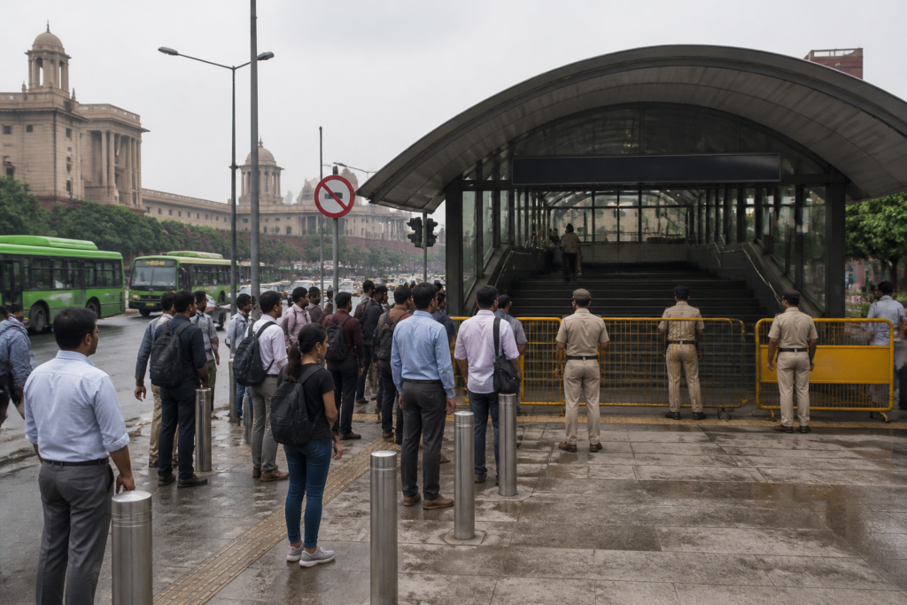 Delhi Metro closures and traffic diversions during heightened security near central Delhi