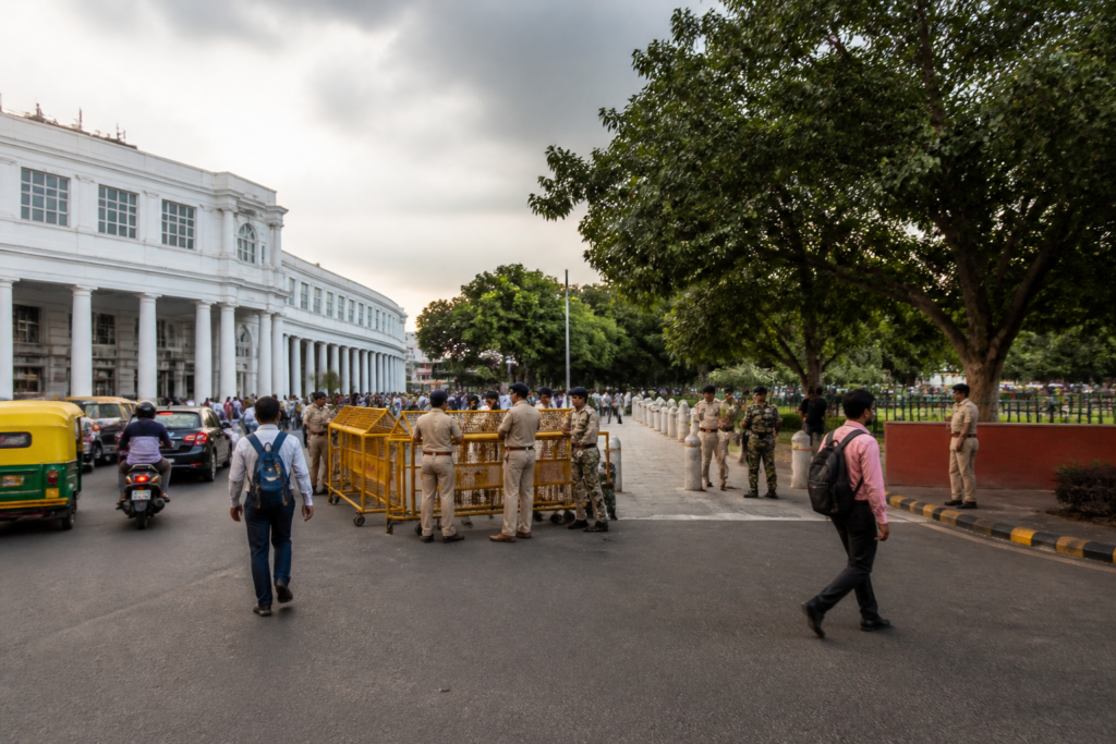 Delhi Tricolour March security near Connaught Place Central Park