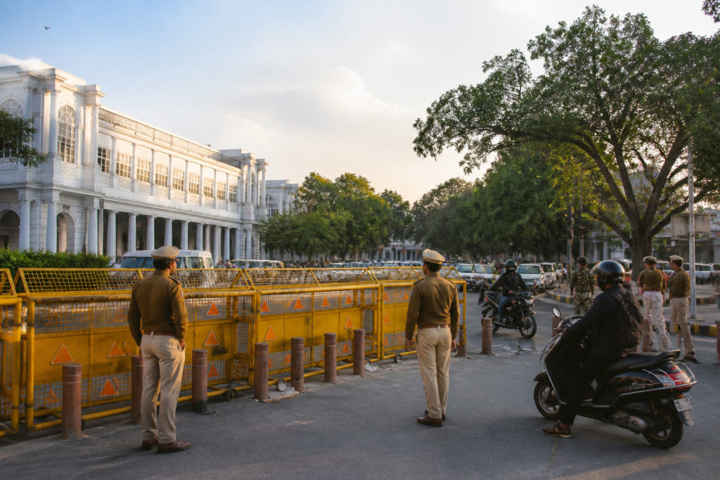 Delhi security deployment near Connaught Place ahead of the CJP protest