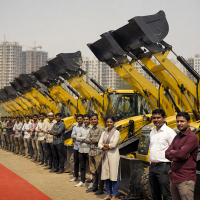 JCB distribution in Gujarat at a Gandhinagar community employment programme