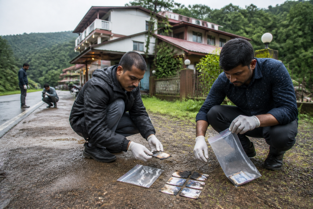 Partially burnt identity documents recovered near a lodge in Sakleshpur