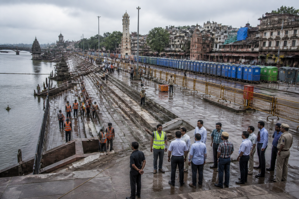 Simhastha Kumbh Mela 2027 preparations at a crowded Nashik ghat