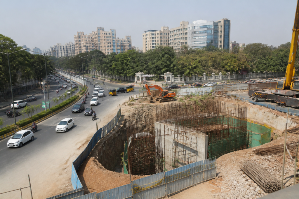 KBR Park flyover construction and junction works in Hyderabad