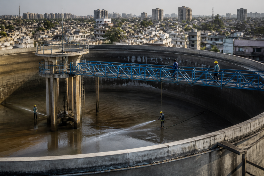 Ahmedabad water tanks that form part of the city’s municipal drinking-water system