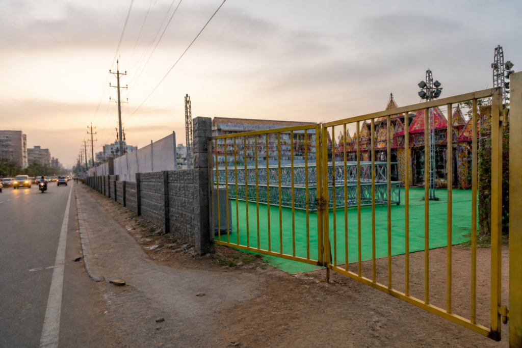 Ahmedabad garba plot sealed by the municipal corporation on Jagatpur-Gota Road