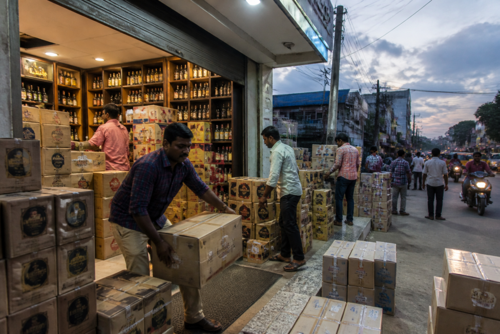 Telangana liquor sales stock at a retail outlet ahead of Dasara festivities