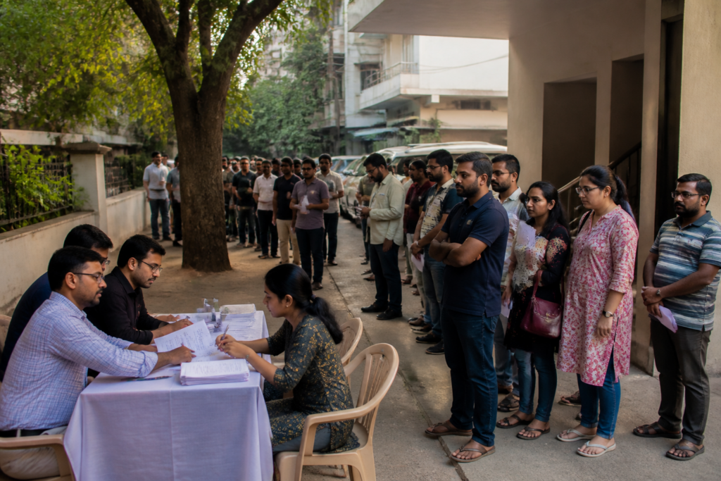 Telangana voter registration camps at a polling station in Hyderabad