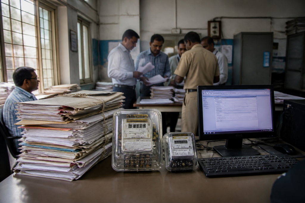 Hyderabad electricity meter bribe case involving a TGSPDCL assistant engineer and ACB officials