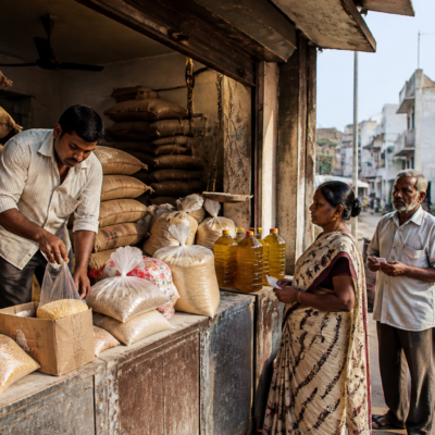 Tamil Nadu ration supplies arranged at a public distribution shop