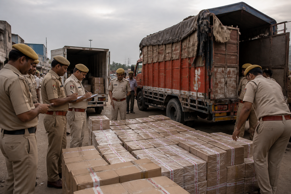 Delhi firecrackers seized by police from vehicles during a supply-chain operation