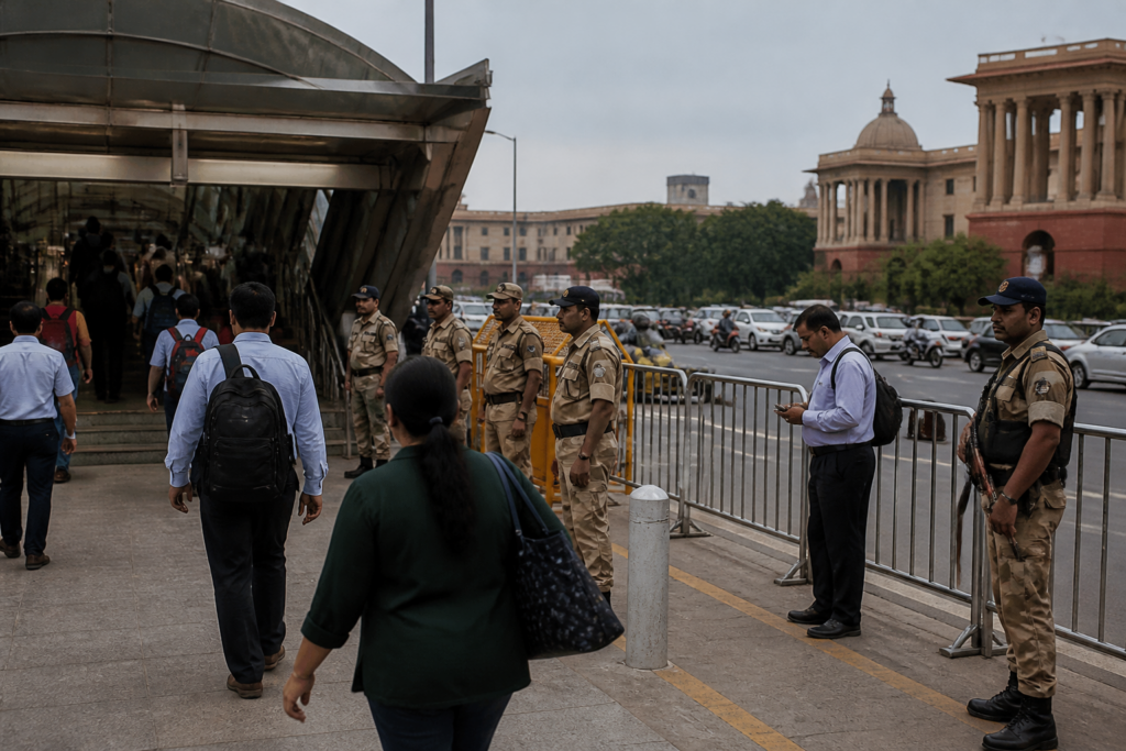 Delhi Metro restrictions affecting station access during a security operation in New Delhi