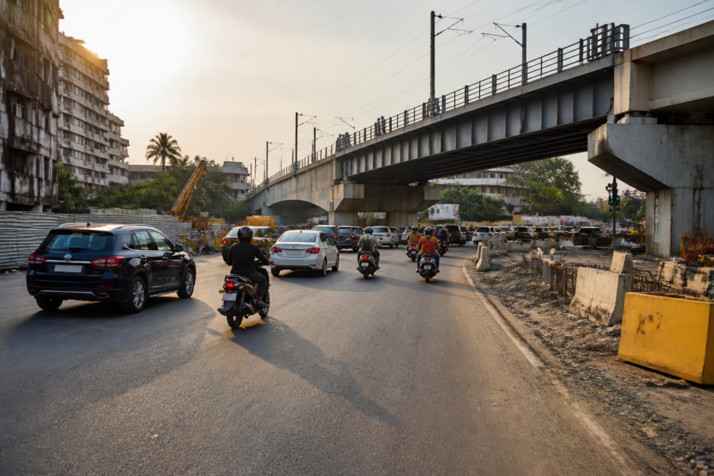 Ahmedabad RCC road plan near the Makarba railway overbridge and SG Highway