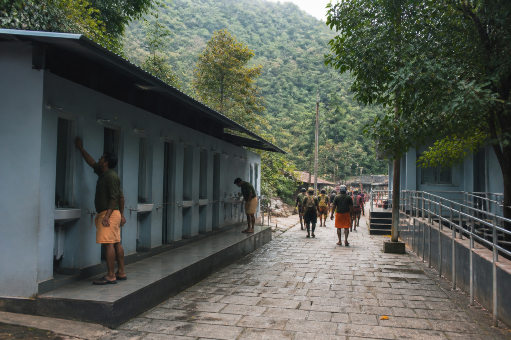 Sabarimala toilets and bathing facilities along a pilgrim route in Kerala
