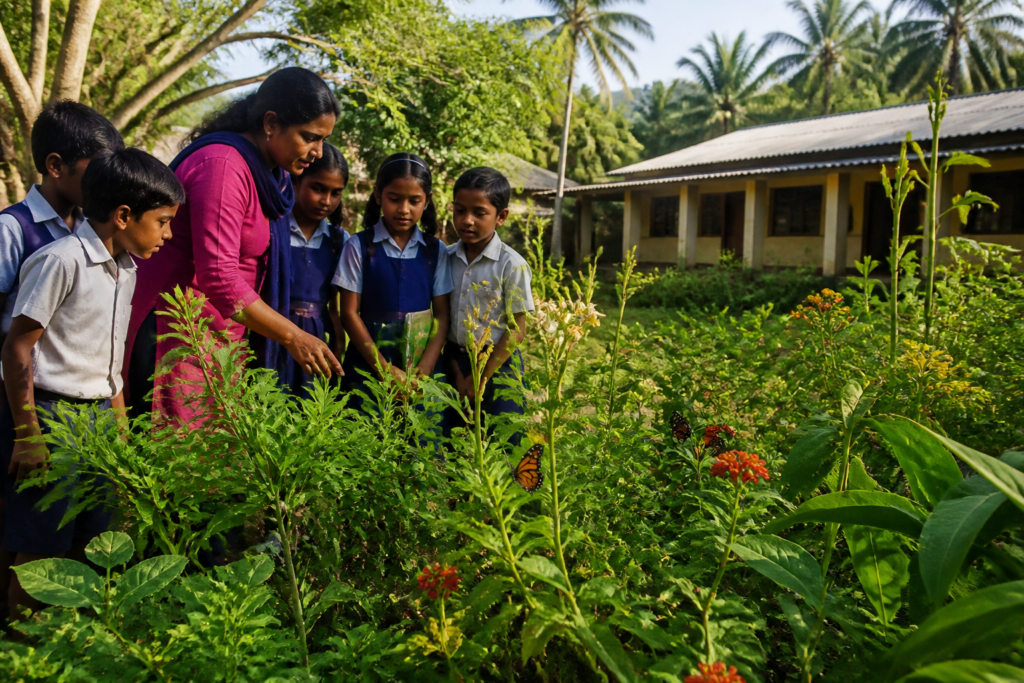 Habitat gardens at a Goa school support butterflies and urban biodiversity.