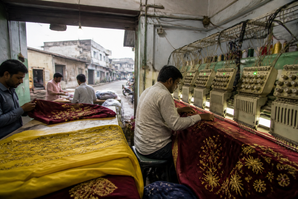 Surat embroidery workers dispute at an industrial estate in Gujarat
