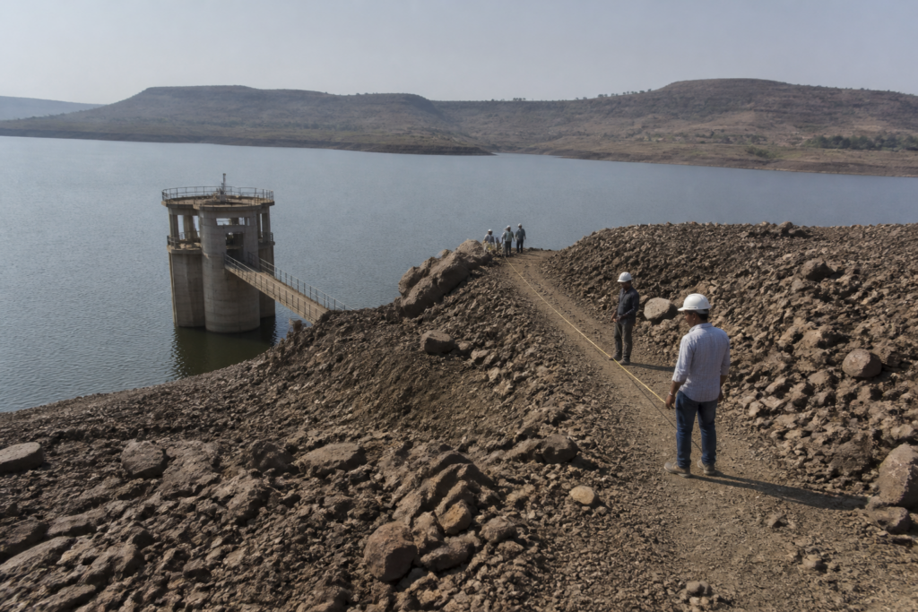 Gangapur dam, Nashik water supply project and rocky access route to the reservoir’s dead storage