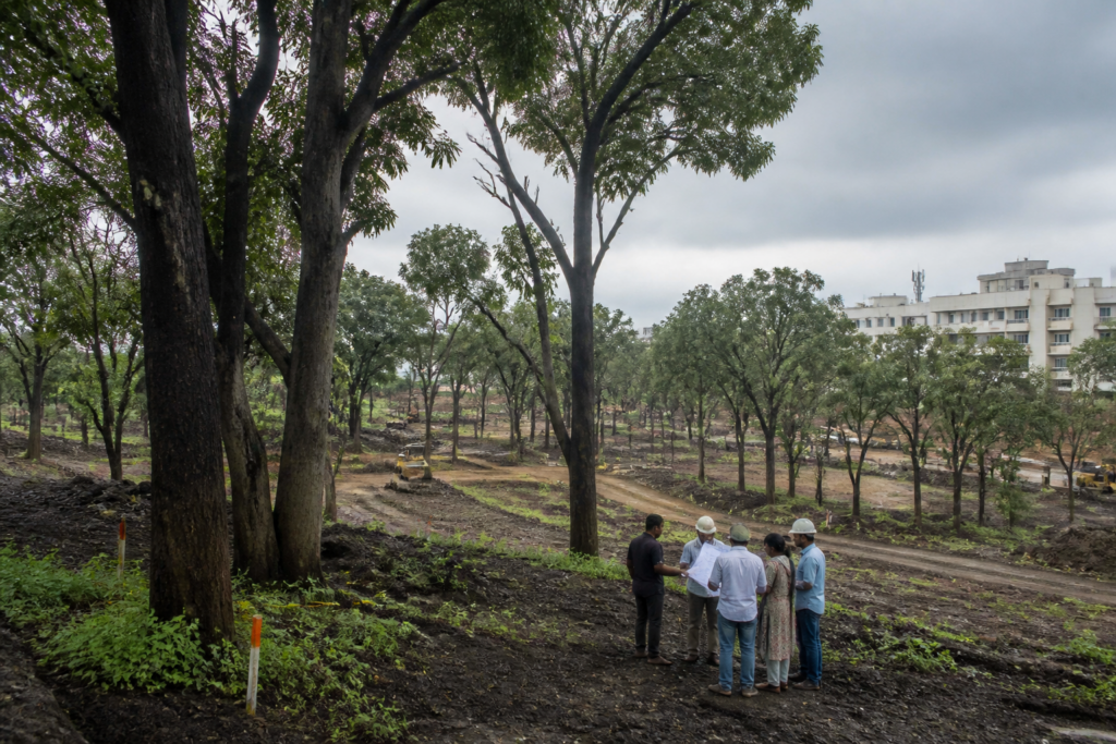 Nashik Sadhugram site at Tapovan with trees and planned Kumbh Mela infrastructure
