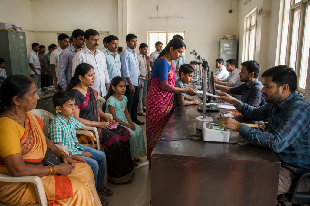 Aadhaar enrolment camps Telangana at an education office serving students and families