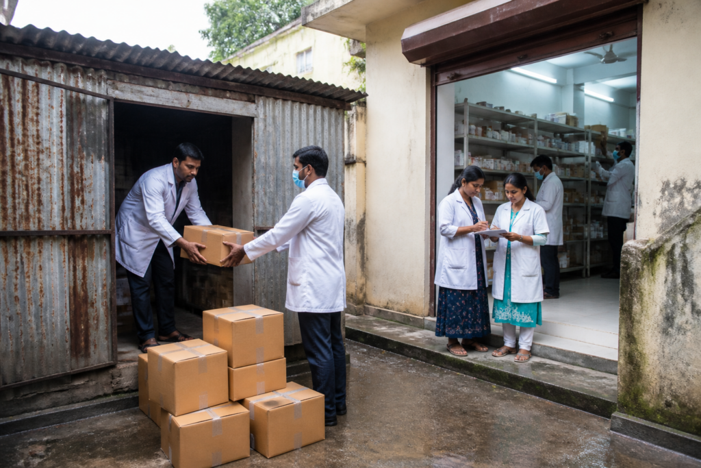 Pune hospital medicine storage area at a municipal dispensary in Shivajinagar