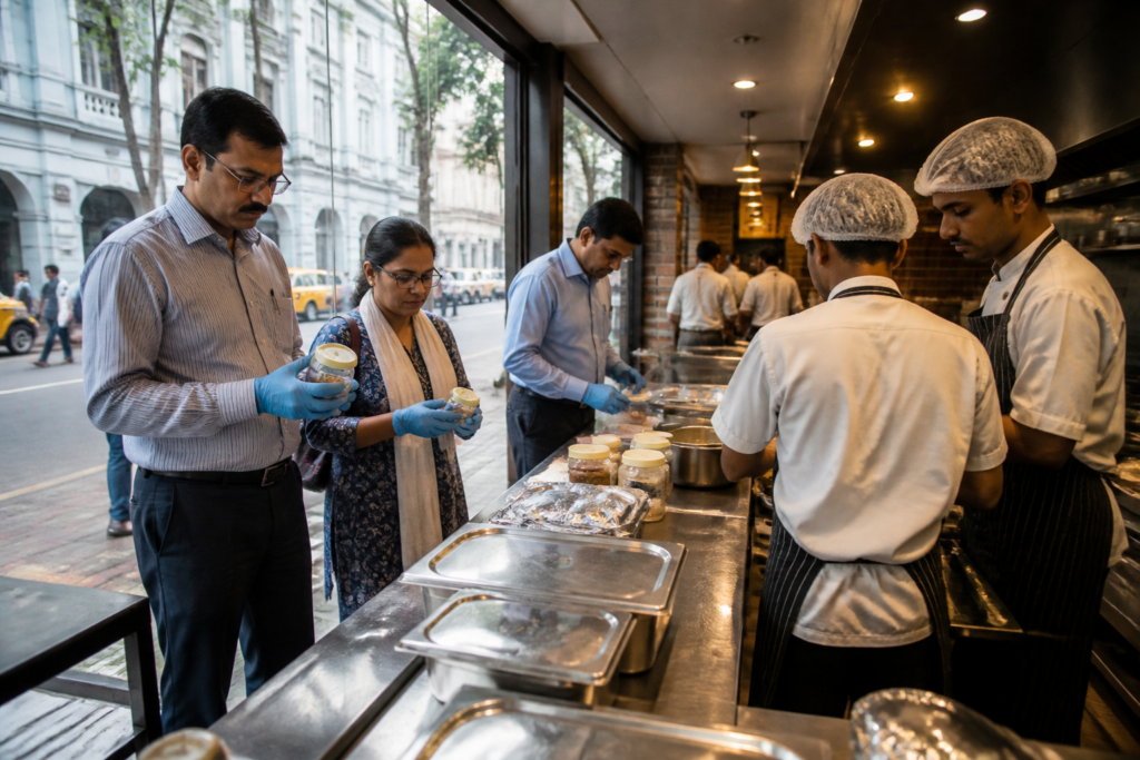 Kolkata restaurant inspections at a Park Street eatery ahead of the Puja season