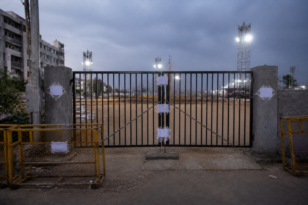 Ahmedabad garba plot sealed by AMC near Jagatpur-Gota Road