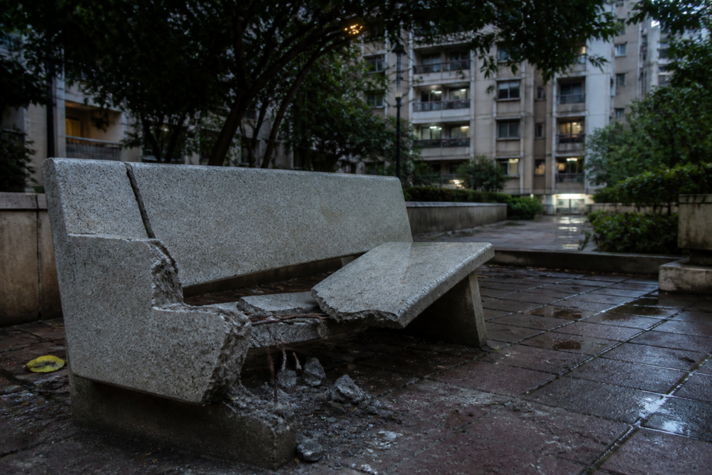 Cement bench collapse site in Mumbai police quarters where an eight-year-old boy died