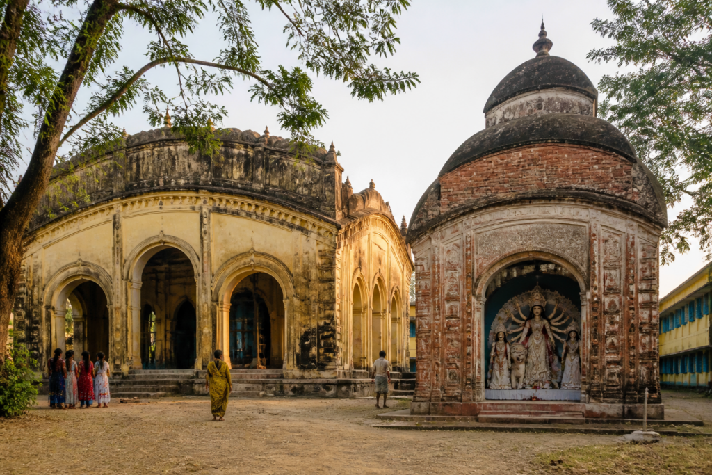 Boinchee Durga Puja at a historic zamindarbari school complex in Hooghly