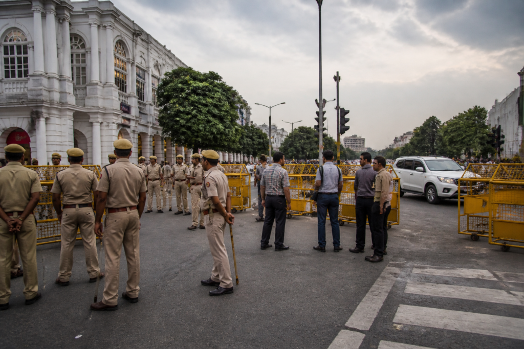 Delhi Tricolour March security deployment near Connaught Place and Central Park