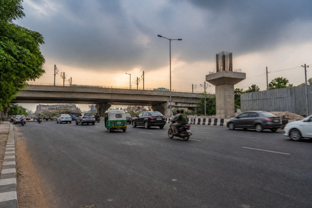 Makarba RCC road corridor near Ahmedabad’s railway overbridge and SG Highway