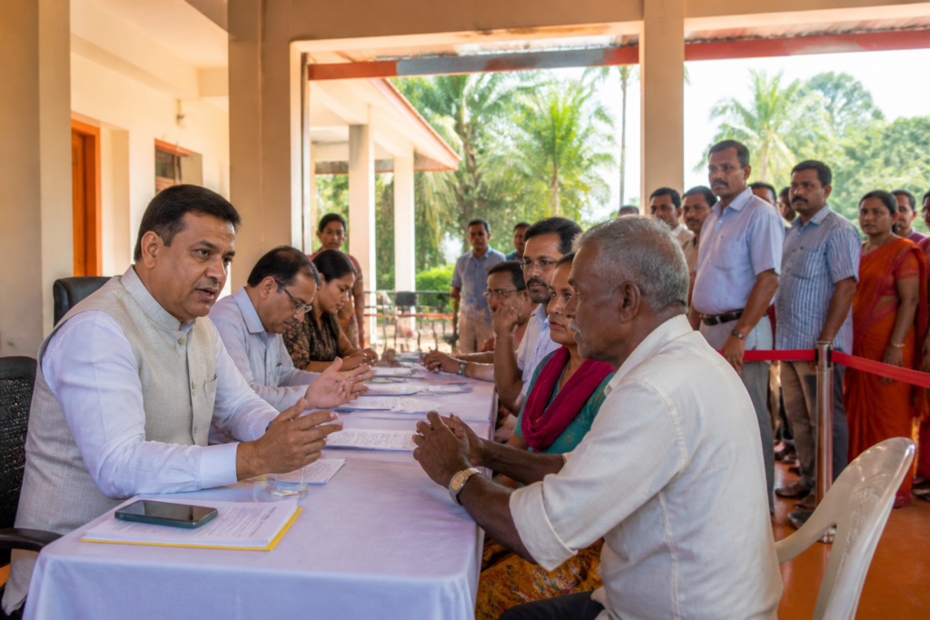 Goa grievance camp officials assisting residents at a government service counter