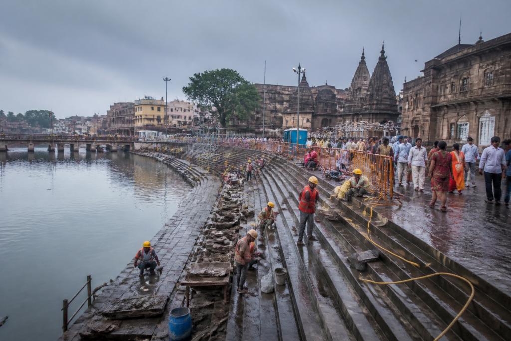 Simhastha Kumbh Mela 2027 preparations at a crowded Nashik riverside ghat