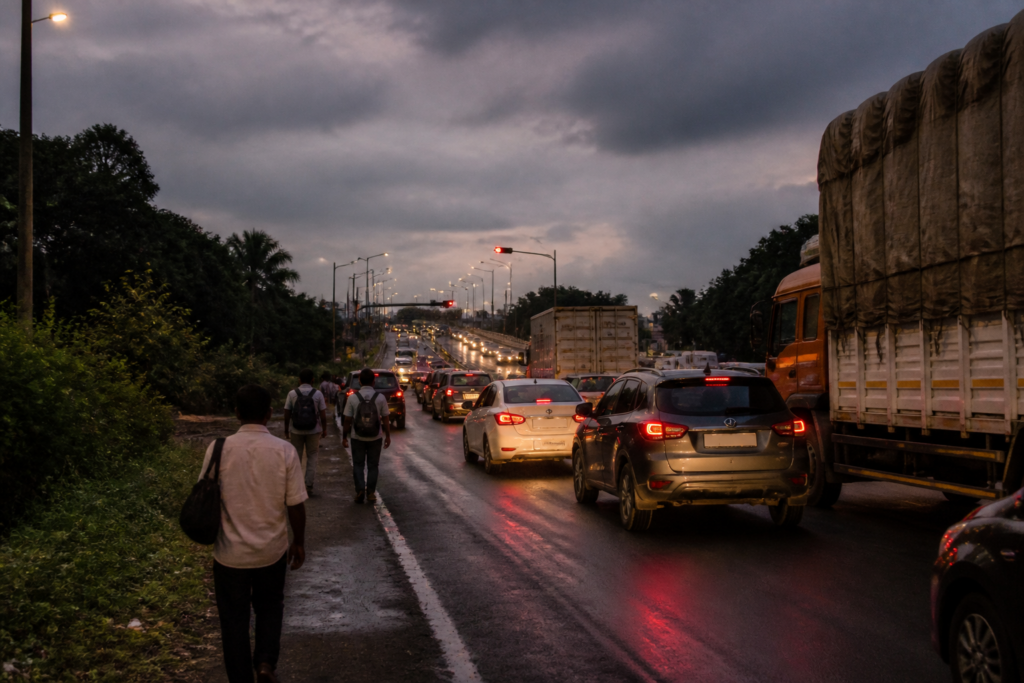 Karayamparambu road safety concerns at a busy national highway junction near Angamaly