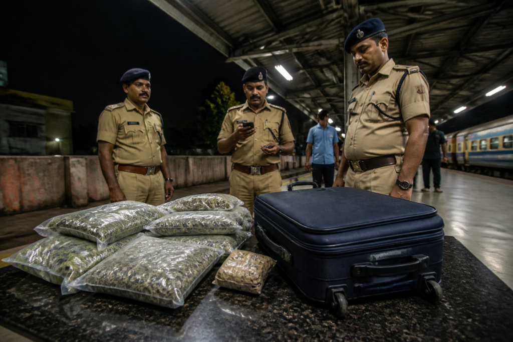 Kochi cannabis seizure linked to a trolley bag near a railway station