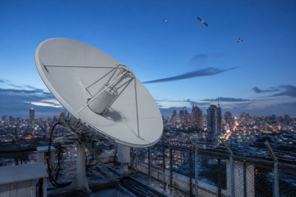 Jio satellite services and Starlink India represented through satellite communications infrastructure