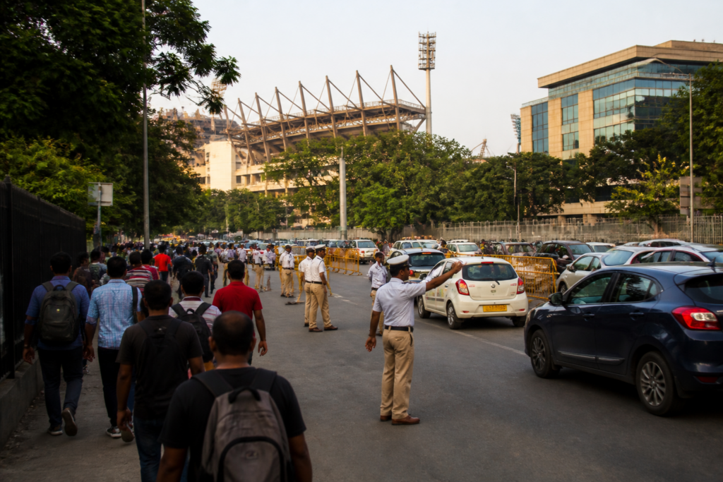 Chinnaswamy Stadium parking restrictions and traffic near Bengaluru roads