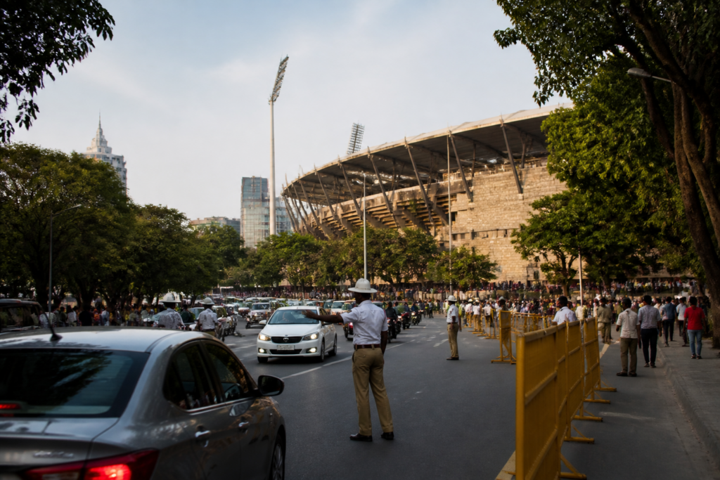 Bengaluru traffic restrictions near M Chinnaswamy Stadium before a T20 cricket match