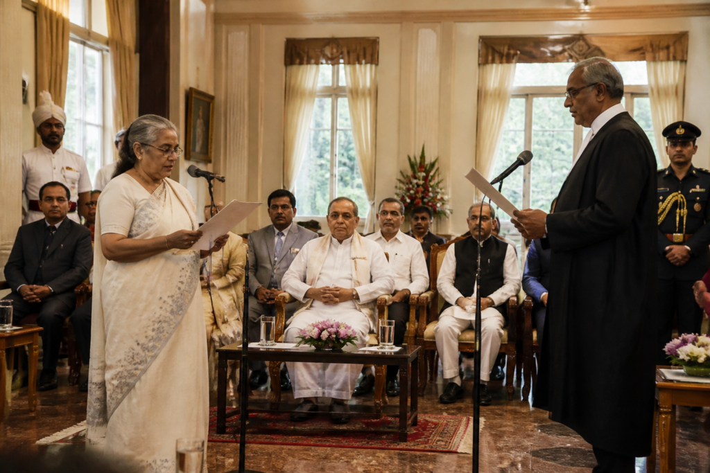 Sudha Yadav takes oath as Karnataka Governor at Lok Bhavan in Bengaluru
