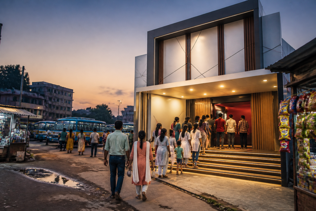 Alipurduar cinema hall with a modern single-screen venue near the town bus terminus