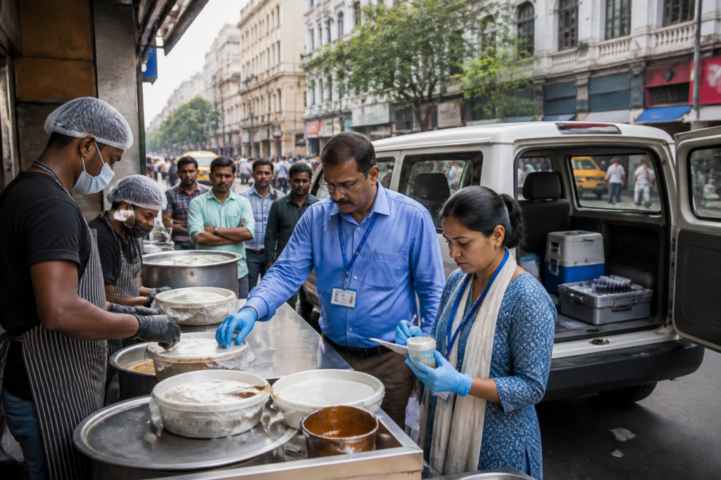 KMC food safety drive inspecting food establishments in Kolkata’s Park Street area
