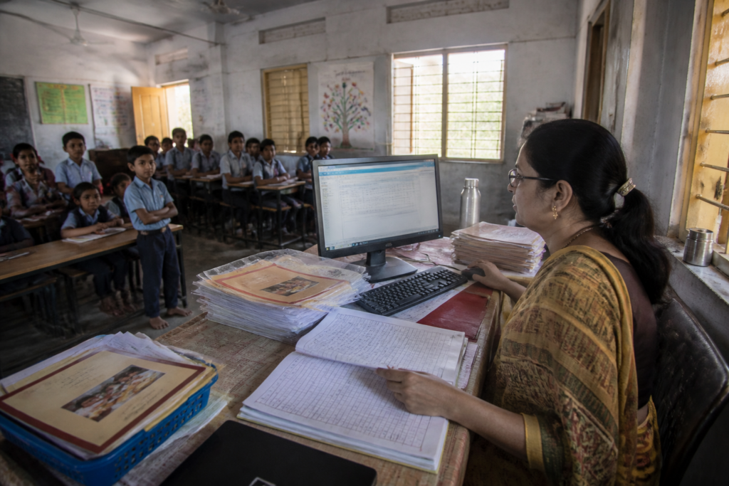 Gujarat teachers facing reported non-teaching duties in a government school classroom